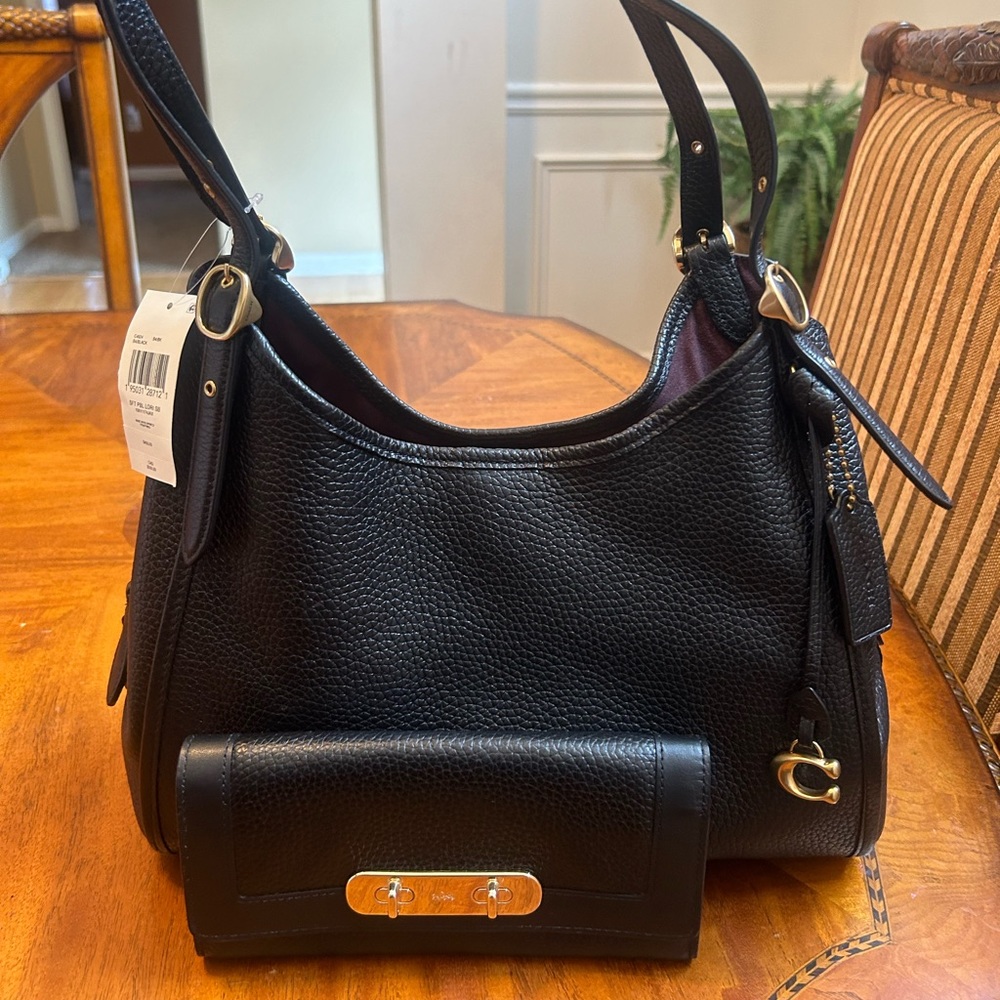 NEW! Authentic Coach Satchel with matching wallet - Black